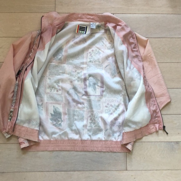 Pink floral print silk jacket with removable sleeves, S, vintage - Picture 5 of 15